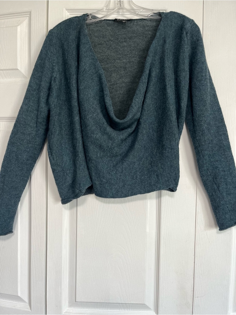 Eileen Fisher Teal Drape-Neck Ln Scoop Sweater